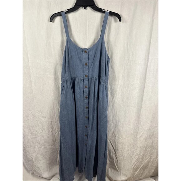 Patagonia Women's Garden Island Dresse Whole Weave Still Blue Pockets Size XL - Picture 2 of 6